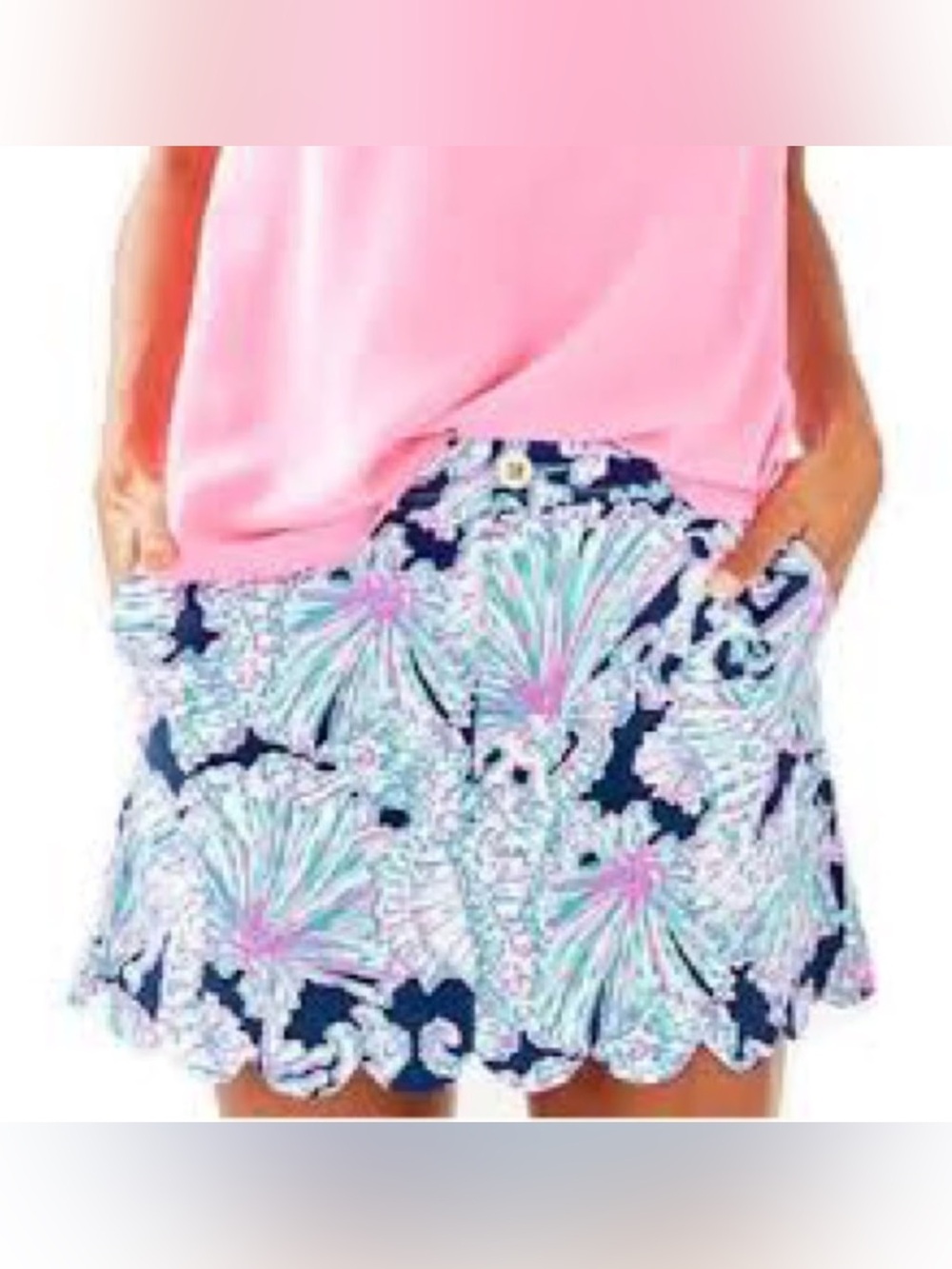 Lilly Pulitzer Navy, Pink & Mint Floral Scalloped Skort